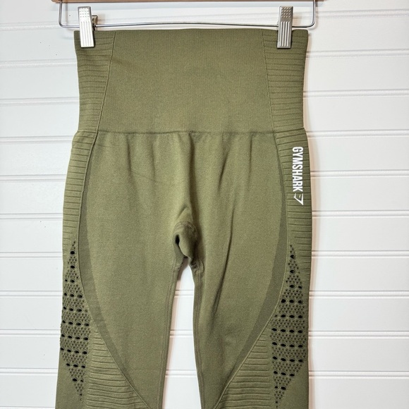Gymshark Olive Green Energy Seamless Athletic Activewear Leggings Size Small EUC - Picture 2 of 8